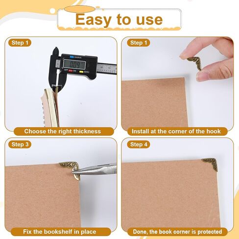100 Pcs Book Corner Protectors, Metal Book Corners Vintage Iron Corner Protectors Triangle Carved Decorative Angle for Scrapbook, Photo Album, Diary Covers - Gold, Silver, Black, Antique Bronze in Saudi Arabia