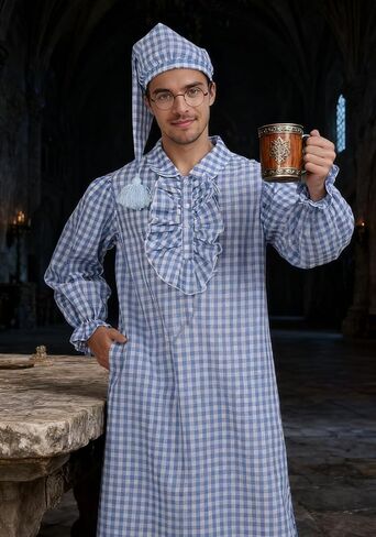 3 Pcs Mens Funny Pajama Set Includes Nightgown Night Sleeping Hat and Glasses for Halloween Christmas in Saudi Arabia