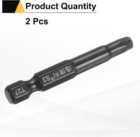 HARFINGTON 2pcs T27 Security Torx Head Screwdriver Bit 1/4" Hex Shank 2" (50mm) Long Magnetic Tamper Proof 6 Point Star Screw Driver Drill Bit S3 Steel Mirror Polished Power Tool with Hole in Saudi Arabia
