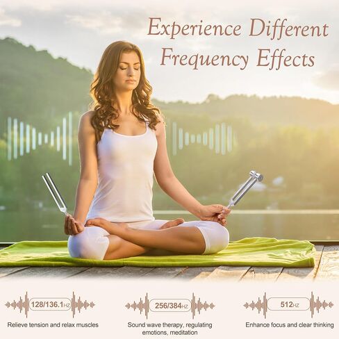 3pcs 128HZ, 256HZ, 512HZ Pink Tuning Fork Set, Equipped with Black Velvet Bag and Pink Rubber Hammer, Suitable for Yoga, Meditation, Relaxation in Saudi Arabia