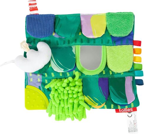 The Follies Sensory Garden Baby Stroller and Tummy Time Toy, Reversible Play Mat with 6 Sensory Zones - Crinkles, Mirror & Textures, Montessori-Inspired Infant Toy, Washable & Non-Toxic in Saudi Arabia