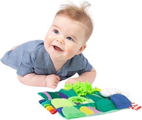 The Follies Sensory Garden Baby Stroller and Tummy Time Toy, Reversible Play Mat with 6 Sensory Zones - Crinkles, Mirror & Textures, Montessori-Inspired Infant Toy, Washable & Non-Toxic in Saudi Arabia