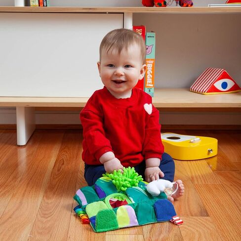 The Follies Sensory Garden Baby Stroller and Tummy Time Toy, Reversible Play Mat with 6 Sensory Zones - Crinkles, Mirror & Textures, Montessori-Inspired Infant Toy, Washable & Non-Toxic in Saudi Arabia