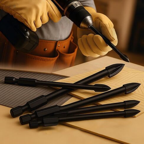 5PCS Masonry Drill Bit Set Cross Style Carbide Tipped Tile Concrete Drilling Tools for Power Drill Use(Black) in Saudi Arabia