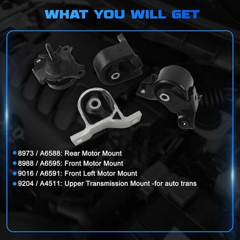 Engine Motor and Transmission Mount Kit 4Pcs Compatible with 2002 2003 2004 2005 2006 Camry 2.4L, Replace # A4203, A4207, A4211, A4204, 9165, 9211, 9212, 9148, 12360-20090, 12360-0A080 in Saudi Arabia