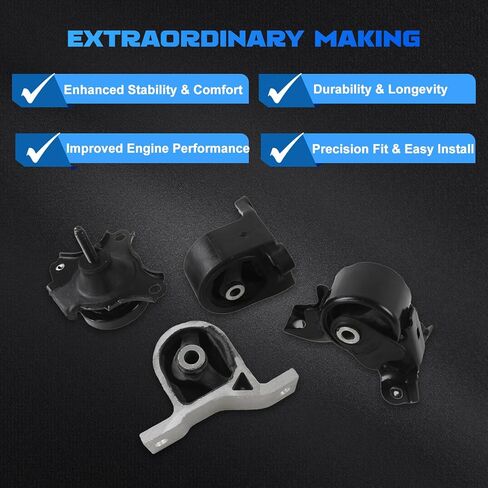 Engine Motor and Transmission Mount Kit 4Pcs Compatible with 2002 2003 2004 2005 2006 Camry 2.4L, Replace # A4203, A4207, A4211, A4204, 9165, 9211, 9212, 9148, 12360-20090, 12360-0A080 in Saudi Arabia