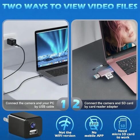 كاميرا مخفية صغيرة ذكية مزودة بشاحن USB، مع ميزة كشف الحركة، وكاميرا سرية صغيرة مثبتة على الحائط بسعة 32 جيجابايت، مثالية للاستخدام الداخلي/المكتب/سلامة الحيوانات الأليفة، بدون شبكة WiFi in Saudi Arabia