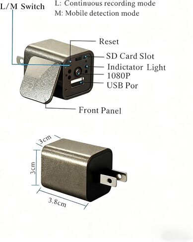 كاميرا مخفية صغيرة ذكية مزودة بشاحن USB، مع ميزة كشف الحركة، وكاميرا سرية صغيرة مثبتة على الحائط بسعة 32 جيجابايت، مثالية للاستخدام الداخلي/المكتب/سلامة الحيوانات الأليفة، بدون شبكة WiFi in Saudi Arabia