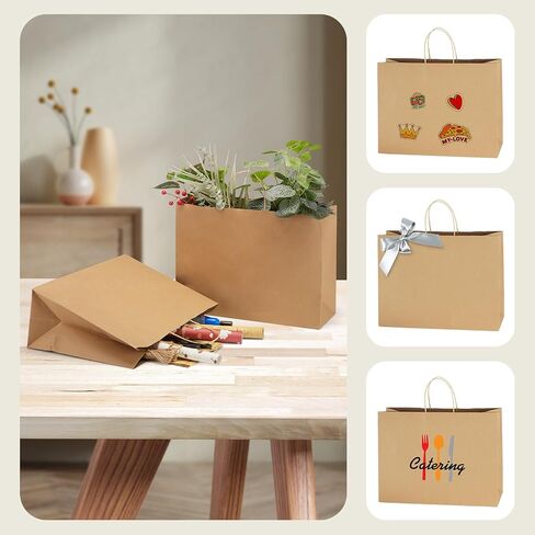 MESHA Brown Paper Bags 5.25x3.75x8 Inch 20 Pack,Kraft Gifts Shopping Bags with Handles,Small Craft Size for Merchandise Grocery Retail Birthday Kids Party Favors Wedding Graduation(Made in USA) in Saudi Arabia