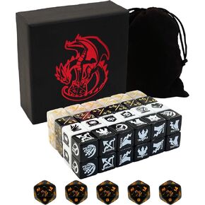 MTG Dice Set مع عدادات لـ Final Fantasy MTG - 50 DICE بما في ذلك الكلمات الرئيسية ، +1 إلى +6 ، و -1 إلى -6 عدادات - يأتي مع صندوق تخزين وحقيبة (إصدار نمط) in Kuwait