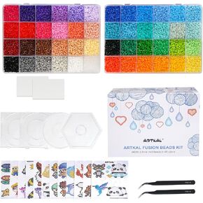 فتيل حبات مجموعة 9600pcs حبات ملتي مع 100 نمط 4 pegboards 2 ملاقط 2 ورقة الكي ، بيرلر حبات الهاما ، طقم حديد 5 ملم للحرف الفنية الحرف الفنية in Kuwait