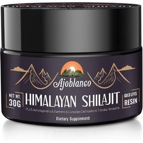Ajoblanco 800 Mg Himalayan Shilajit Resin, Shilajit Pure Himalayan Organic, Shilajit Supplement with Purity, High Dosage & Potency for Energy, Strength & Immunity, Men & Women, 30 Grams in Saudi Arabia