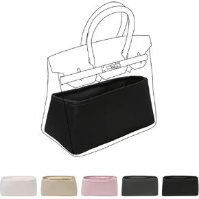 Luxury Silk Purse Organizer for Birkin 35 Silky Smooth Handbag Insert with Hidden Zipper, Lightweight and Supportive Tote Shaper for Elegant Storage (Goldenbrown) in Kuwait