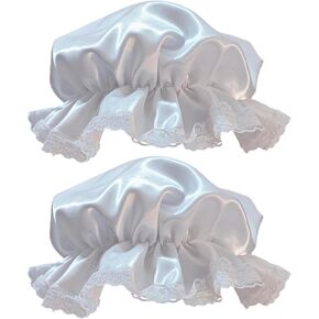 White Mob Cap Night Cap Bonnets for Women Grandma Costume Colonial Costume Lace Night Hat Accessories for Girls and Women in Saudi Arabia