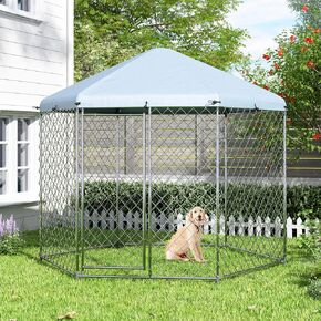 Dog Kennel for Outside, 7'L x 5.9'W x 5.05'H Large Dog Enclosures for Big Dogs, Dog Kennel Playpen with Roof, Metal Wire Dog Run in Saudi Arabia