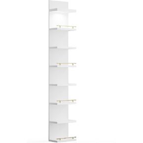 REIBII 6 Tier Wall Shelf Unit, White Lack Shelf, Vanity Floating Shelves with LED Light, Display Floating Shelves for Bedroom, Living Room, Office ﻿ in Kuwait