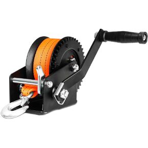 مقطورة القوارب Winch 3500 رطل يدوية مع حزام أسود 33 قدمًا (10 م) ، نسبة الصلب الصلبة 4: 1/8: 1 ترس ، إلى الأمام والعكس مقاوم للماء لمقطورة شاحنة القوارب ATV in Kuwait