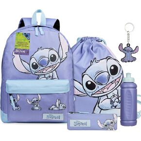 مجموعة أكياس مدرسة ديزني غرزة ، 5 قطع مع حقيبة ظهر ، كيس الرباط ، حقيبة قلم رصاص ، زجاجة ماء وسلسلة المفاتيح - هدايا غرزة in Kuwait