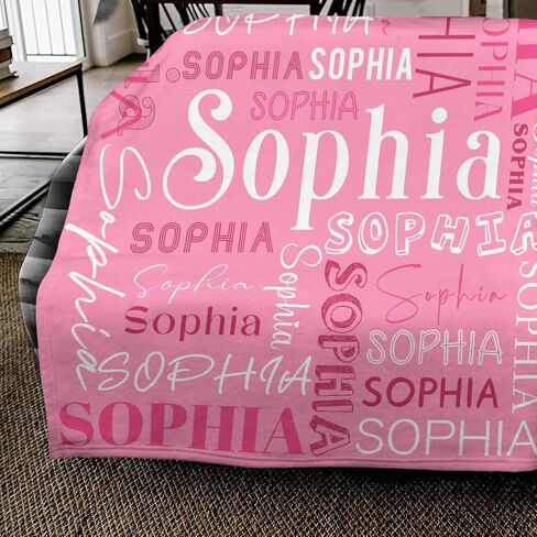 Personalized Baby Blanket for Girls Boys, Custom Blanket with Name Soft Pink White Personalized Name Blankets for Kids Daughter Son Granddaughter Grandson on Birthday Christmas in Saudi Arabia