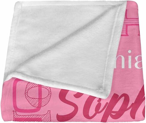 Personalized Baby Blanket for Girls Boys, Custom Blanket with Name Soft Pink White Personalized Name Blankets for Kids Daughter Son Granddaughter Grandson on Birthday Christmas in Saudi Arabia