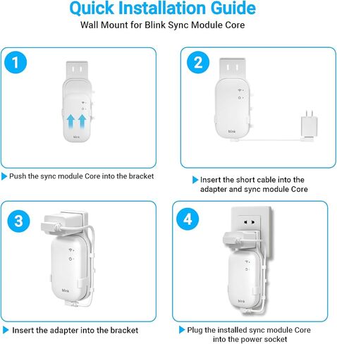 Outlet Wall Mount for Blink Sync Module Core, with Short Cable,Sync Module Mount for Blink Outdoor/Indoor Security Camera, No Messy Wires No Drilling in Saudi Arabia