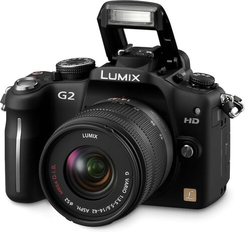 كاميرا باناسونيك لوميكس DMC-G2 بدقة 12.1 ميجابكسل Live MOS بدون مرآة مع شاشة LCD تعمل باللمس 3 بوصة وعدسة Lumix G VARIO مقاس 14-42 مم f/3.5-5.6 MEGA OIS (أسود) (متجددة) in Saudi Arabia
