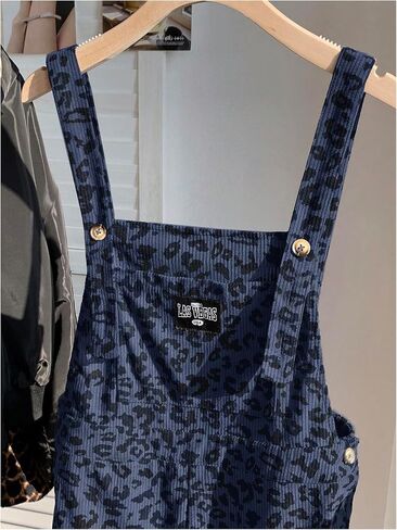 SOLY HUX Women's Corduroy Leopard Rompers Y2k Cheetah Print Sleeveless Short Overalls Jumpsuit in Saudi Arabia