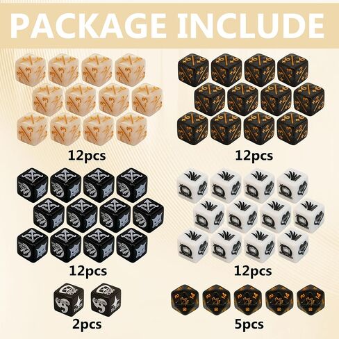 MTG Dice Set مع عدادات لـ Final Fantasy MTG - 50 DICE بما في ذلك الكلمات الرئيسية ، +1 إلى +6 ، و -1 إلى -6 عدادات - يأتي مع صندوق تخزين وحقيبة (إصدار نمط) in Kuwait
