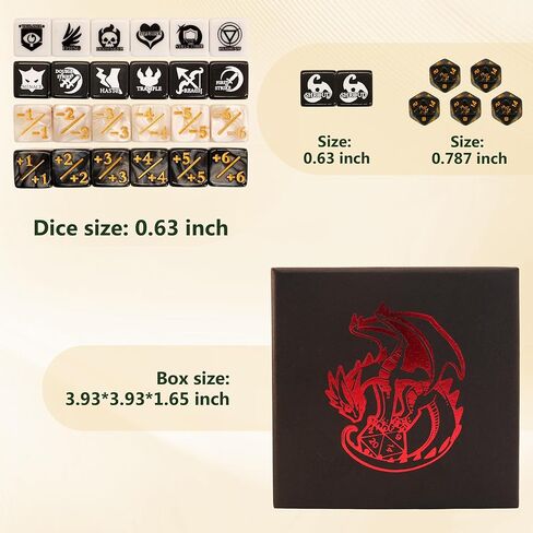 MTG Dice Set مع عدادات لـ Final Fantasy MTG - 50 DICE بما في ذلك الكلمات الرئيسية ، +1 إلى +6 ، و -1 إلى -6 عدادات - يأتي مع صندوق تخزين وحقيبة (إصدار نمط) in Kuwait