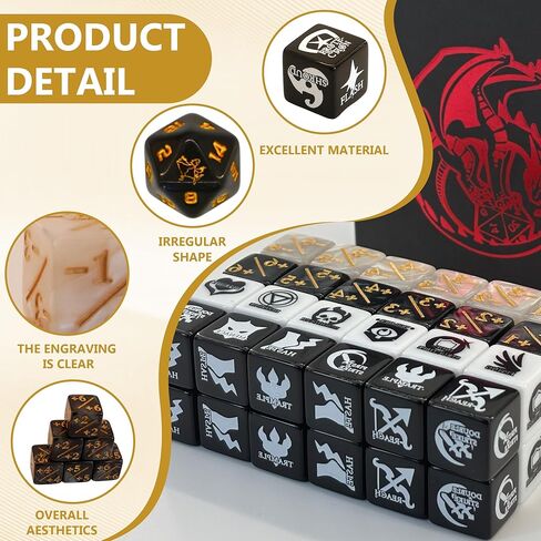 MTG Dice Set مع عدادات لـ Final Fantasy MTG - 50 DICE بما في ذلك الكلمات الرئيسية ، +1 إلى +6 ، و -1 إلى -6 عدادات - يأتي مع صندوق تخزين وحقيبة (إصدار نمط) in Kuwait