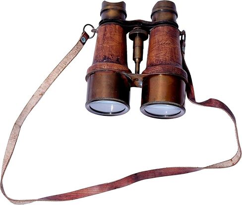 Nautical Handcrafted Brass Binoculars – Pirate Spyglass Vintage Collectible with Leather Wrap & case Sailor Instrument J.Scott London with Neck Strap Spyglass for Collectors, History Lovers & Gifting in Saudi Arabia