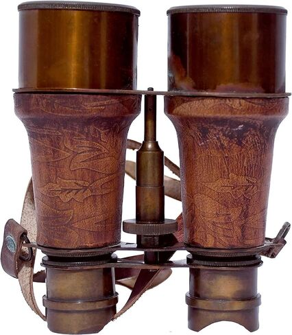 Nautical Handcrafted Brass Binoculars – Pirate Spyglass Vintage Collectible with Leather Wrap & case Sailor Instrument J.Scott London with Neck Strap Spyglass for Collectors, History Lovers & Gifting in Saudi Arabia