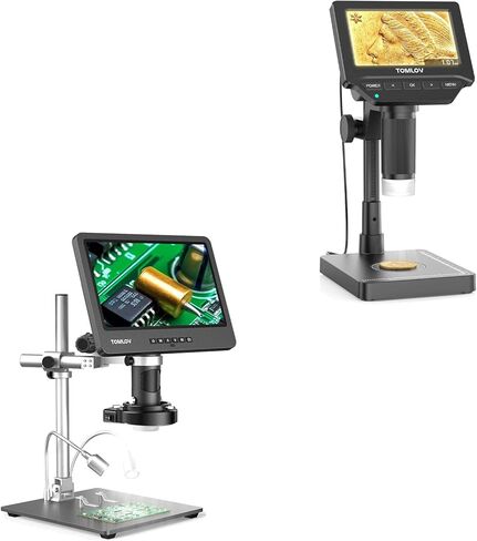 TOMLOV DM4W Coin Microscope with Scale: 4.3" LCD Digital Microscope with Screen+TOMLOV DM602 Pro 10.1" HDMI Digital Microscope in Kuwait