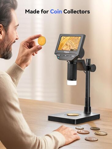 TOMLOV DM4W Coin Microscope with Scale: 4.3" LCD Digital Microscope with Screen+TOMLOV DM602 Flex Digital Soldering Microscope 2000x in Kuwait