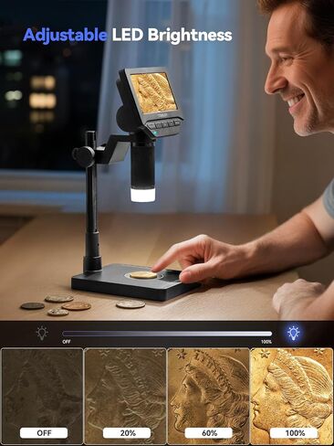 TOMLOV DM4W Coin Microscope with Scale: 4.3" LCD Digital Microscope with Screen+TOMLOV DM602 Flex Digital Soldering Microscope 2000x in Kuwait