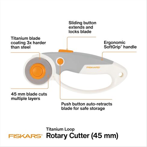 Fiskars Loop Rotary Cutter, Explore Collection Mountain Haze, Precision-Ground Steel Blade for Fabric, Felt and Vinyl, 45mm in Saudi Arabia