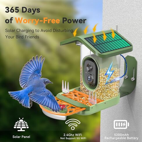Rayki Metal Solar Smart Birder مع الكاميرا ، AI مع الأضواء الشمسية ، 2K HD CAM & WIFI ، تنبيهات وصول فورية ، هدية مثالية لمحبي الطيور in Kuwait