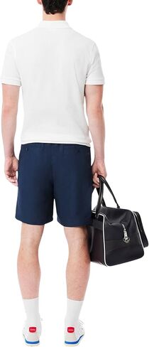 Lacoste Men's Regular Fit Linen Shorts, Navy Blue, Medium in Saudi Arabia