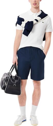 Lacoste Men's Regular Fit Linen Shorts, Navy Blue, Medium in Saudi Arabia