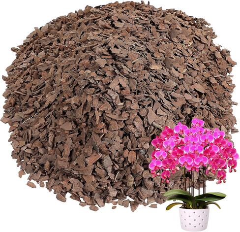 4qt New Zealand Orchid Bark, 1/2-3/4in Sun-Dried Medium Organic Pine Wood Chip Potting Barks, Orchids Mix Plant Compost Mulch for Promoting Root Development in Kuwait