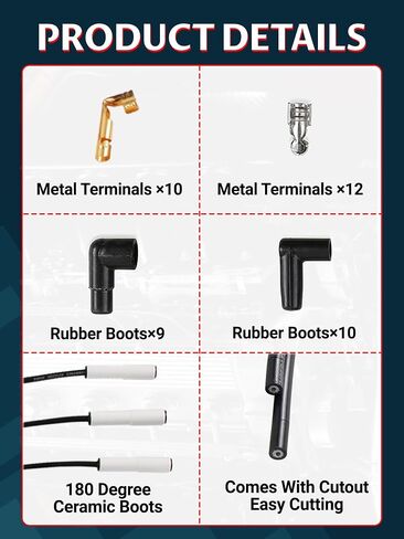 Universal 9001c Extreme 9000 Sclop Plug Wire Set 8mm ، 90 درجة أحذية خزفية بيضاء in Kuwait
