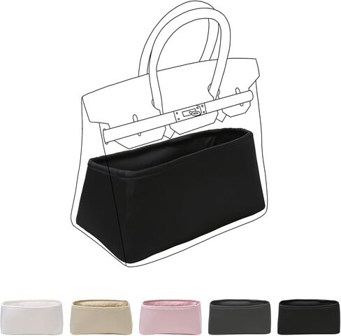 Luxury Silk Purse Organizer for Birkin 35 Silky Smooth Handbag Insert with Hidden Zipper, Lightweight and Supportive Tote Shaper for Elegant Storage (Goldenbrown) in Kuwait