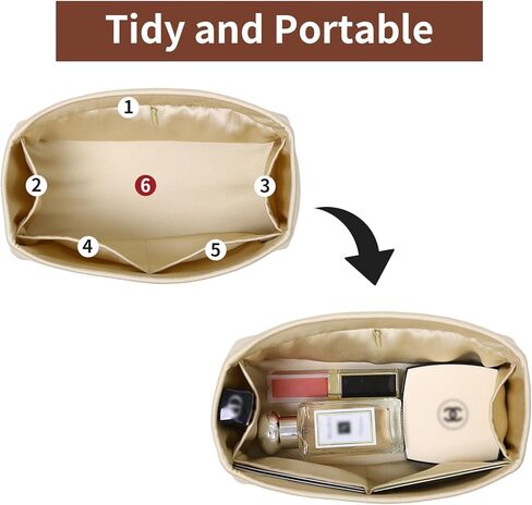 Luxury Silk Purse Organizer for Birkin 35 Silky Smooth Handbag Insert with Hidden Zipper, Lightweight and Supportive Tote Shaper for Elegant Storage (Goldenbrown) in Kuwait