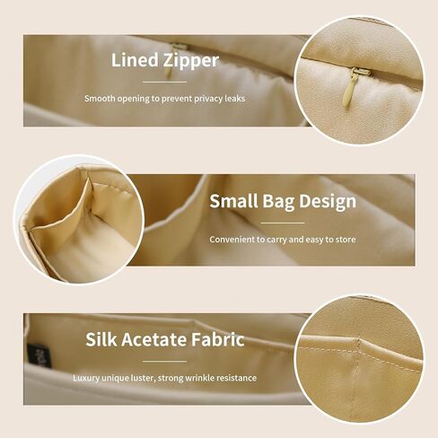 Luxury Silk Purse Organizer for Birkin 35 Silky Smooth Handbag Insert with Hidden Zipper, Lightweight and Supportive Tote Shaper for Elegant Storage (Goldenbrown) in Kuwait
