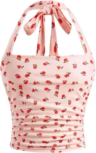 Milumia Girl's Ditsy Floral Halter أعلى بلا أكمام عارية الذراع in Kuwait