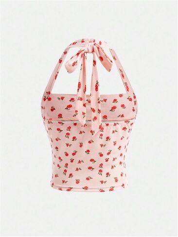 Milumia Girl's Ditsy Floral Halter أعلى بلا أكمام عارية الذراع in Kuwait