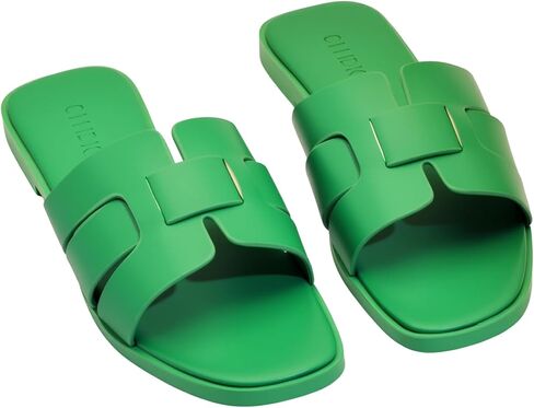 Women's Flat Sandals, Ladies Leather Cross Strap Slide Slippers, Comfy Dressy Slip on Shoes Elegant Summer Fall Spring Cute Open Toe Casual Footwear in Saudi Arabia
