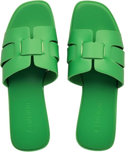 Women's Flat Sandals, Ladies Leather Cross Strap Slide Slippers, Comfy Dressy Slip on Shoes Elegant Summer Fall Spring Cute Open Toe Casual Footwear in Saudi Arabia