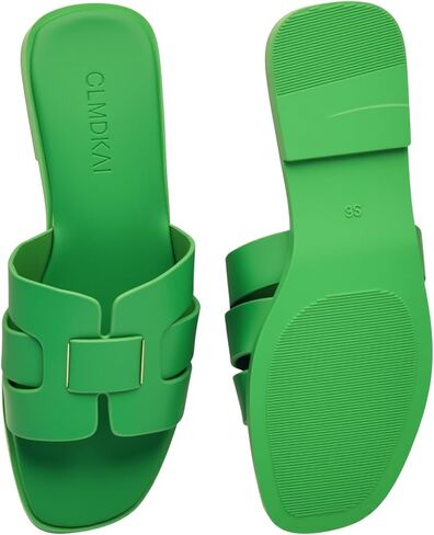 Women's Flat Sandals, Ladies Leather Cross Strap Slide Slippers, Comfy Dressy Slip on Shoes Elegant Summer Fall Spring Cute Open Toe Casual Footwear in Saudi Arabia