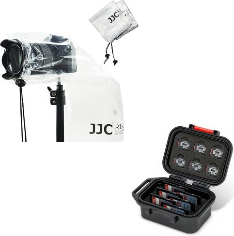 Rain Cover + 12 Slots: 2 Pack Camera Rain Cover with 12 Slots Portable SD MicroSD Memory Card Case in Saudi Arabia